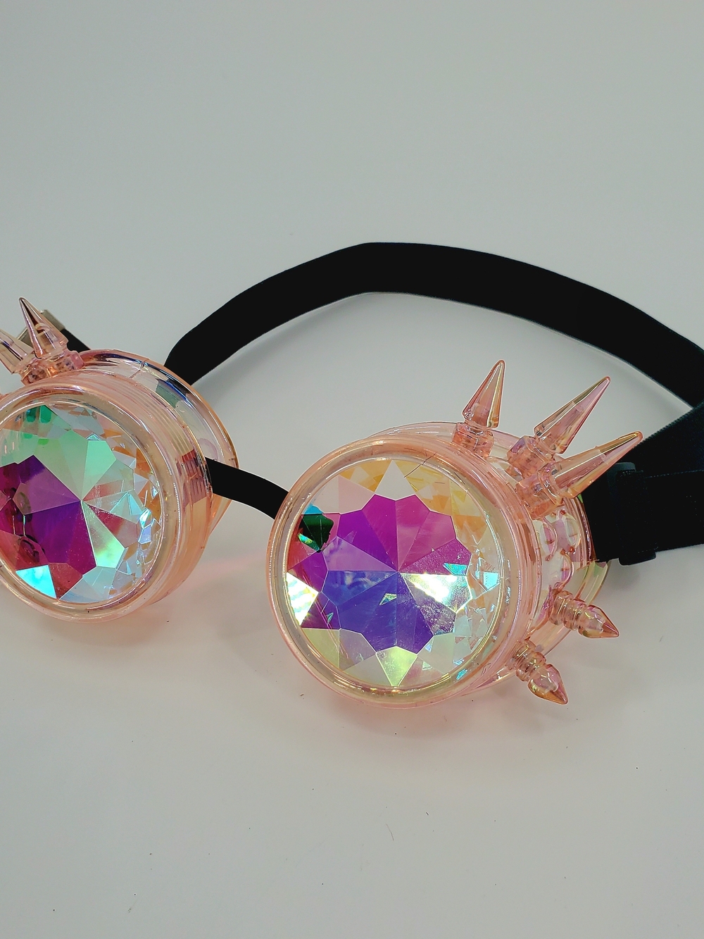 Kaleidoscope Pink Spiked Goggles Steampunk Halloween Costume Rave Adjustable